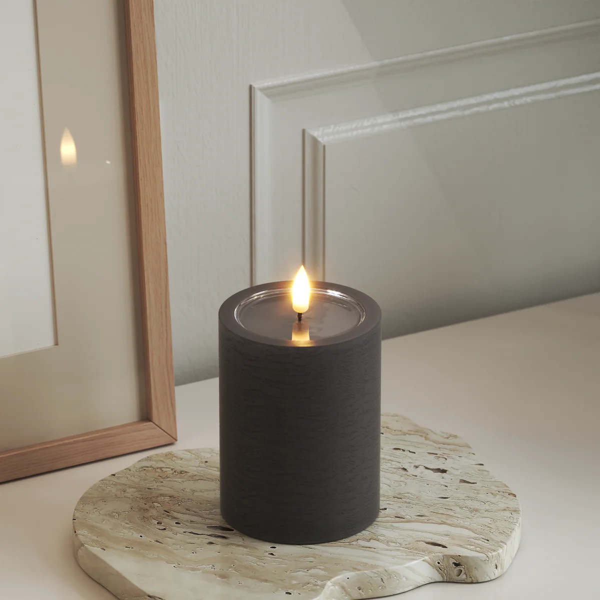 Unique LED Blockljus Mocca 7,5x10 cm