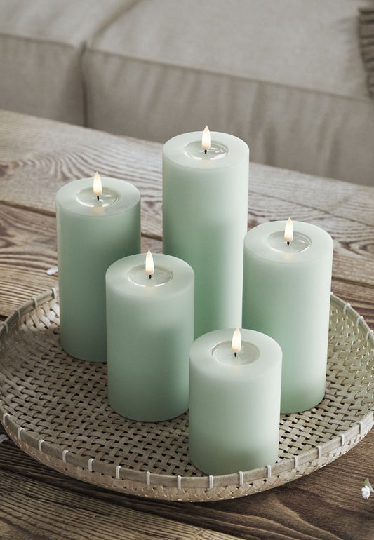 LED Blockljus Sage Green 7,5x20 cm