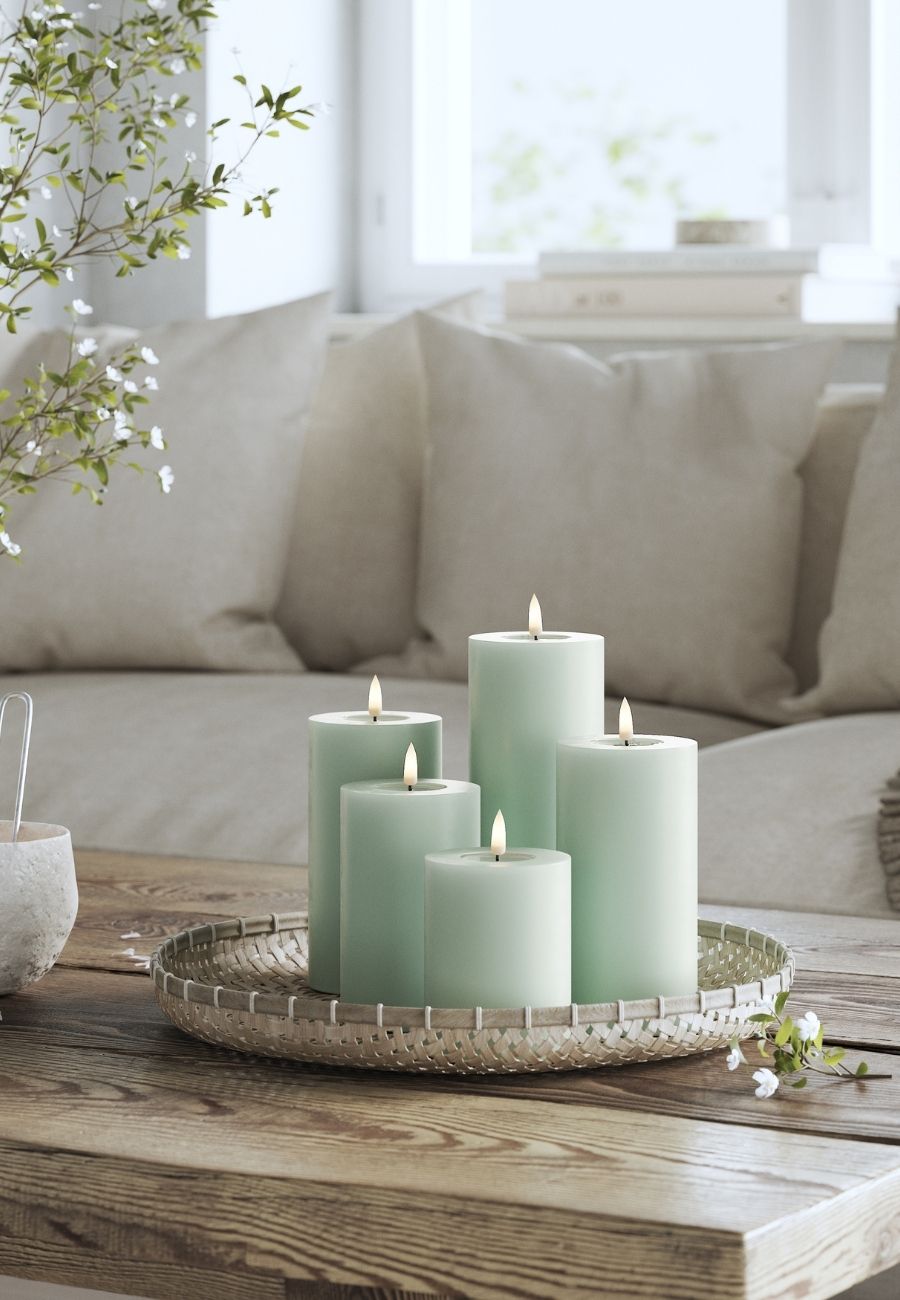 LED Blockljus Sage Green 7,5x20 cm