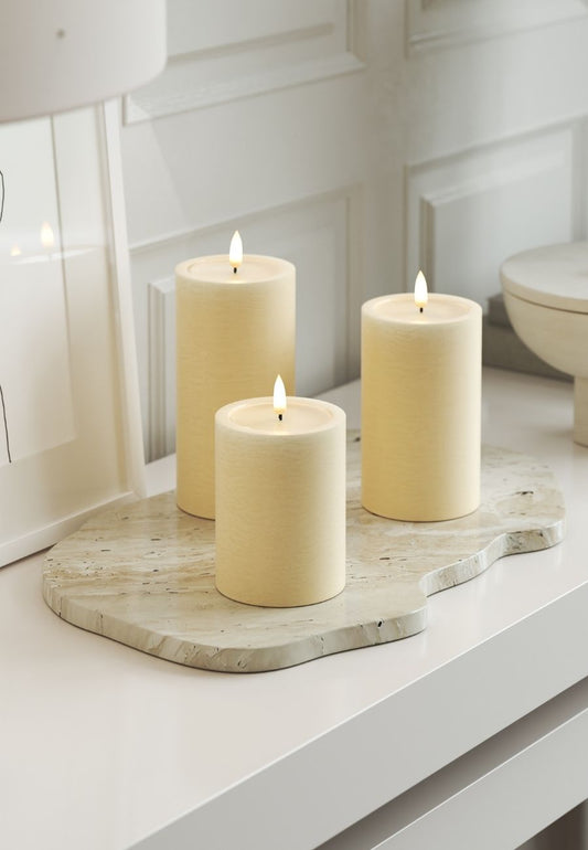 Unique LED Blockljus Cream 7,5x12,5 cm