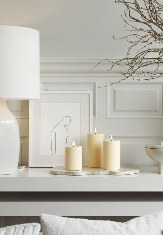 Unique LED Blockljus Cream 7,5x12,5 cm