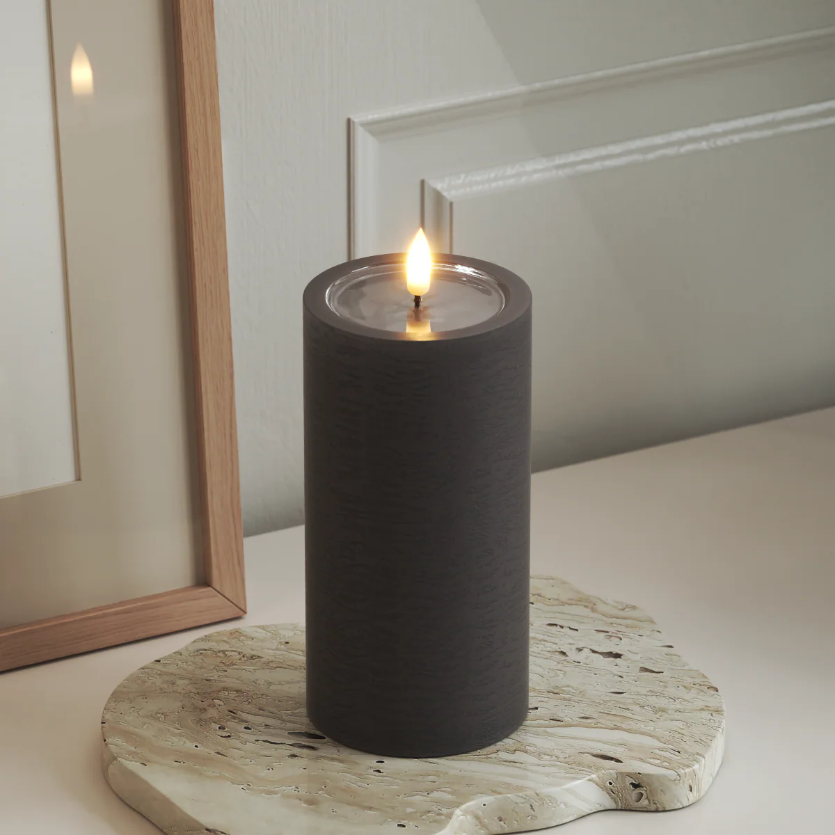 Unique LED Blockljus Mocca 7,5x15 cm