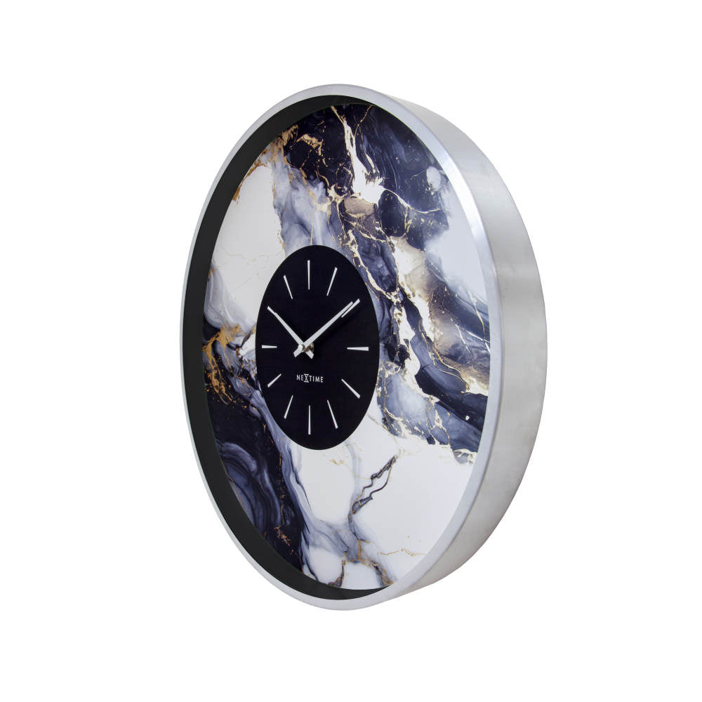 Marble Duo Väggklocka 48 cm Silver/Vit