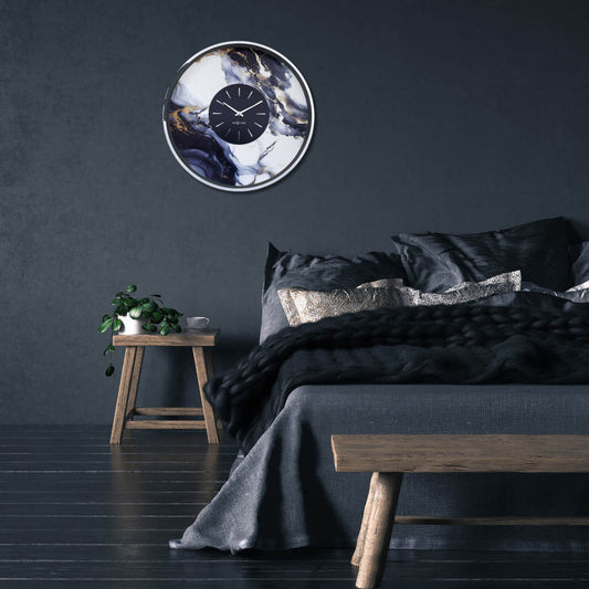 Marble Duo Väggklocka 48 cm Silver/Vit