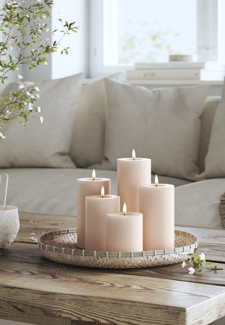 LED Blockljus Rosa 7,5x10 cm