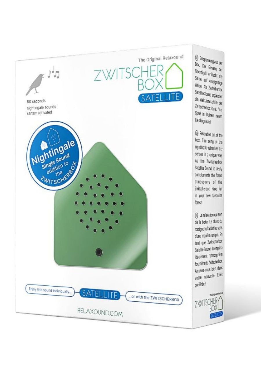 Zwitscherbox Speldosa Fågelkvitter Satellite Nightingale Grön