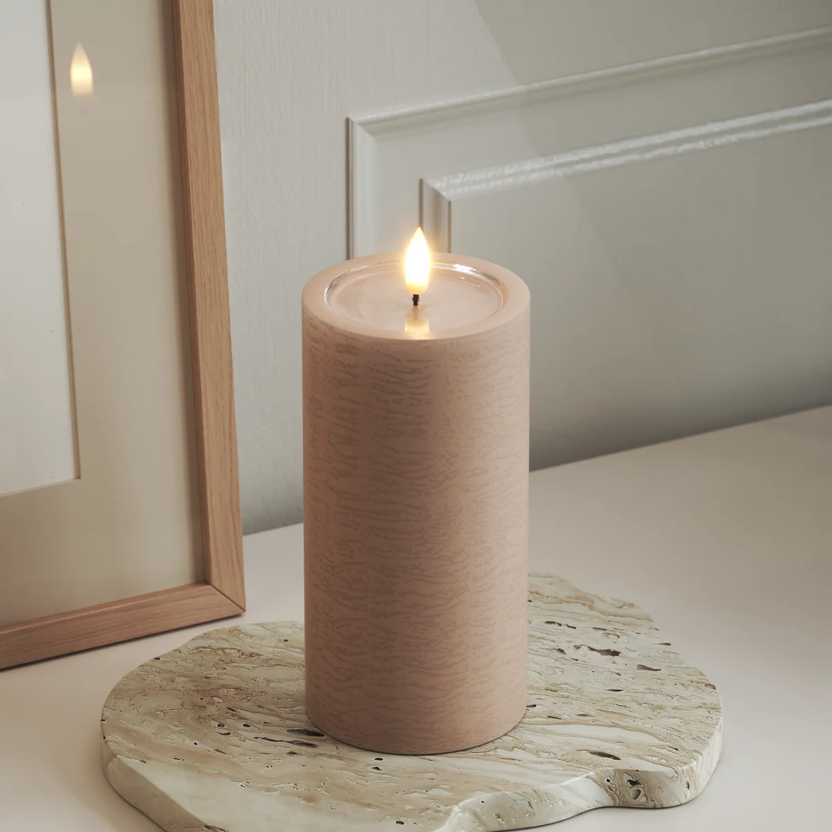 Unique LED Blockljus Rosa 7,5x15 cm