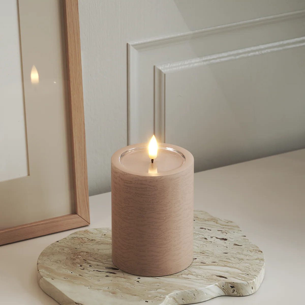 Unique LED Blockljus Rosa 7,5x10 cm