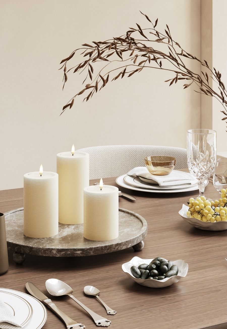 Unique LED Blockljus Cream 7,5x10 cm