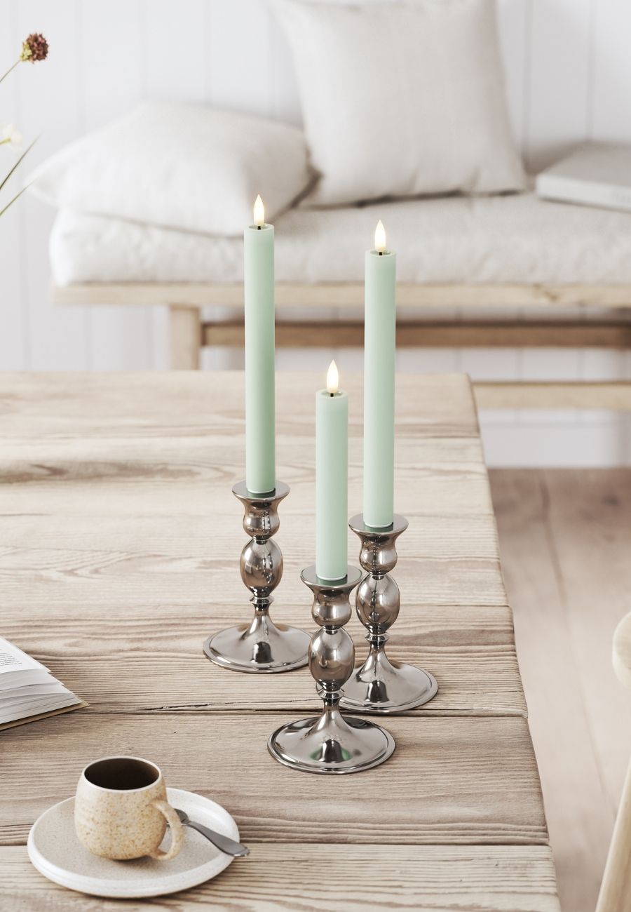 LED Kronljus 2,2x15 cm Sage Green 2-pack