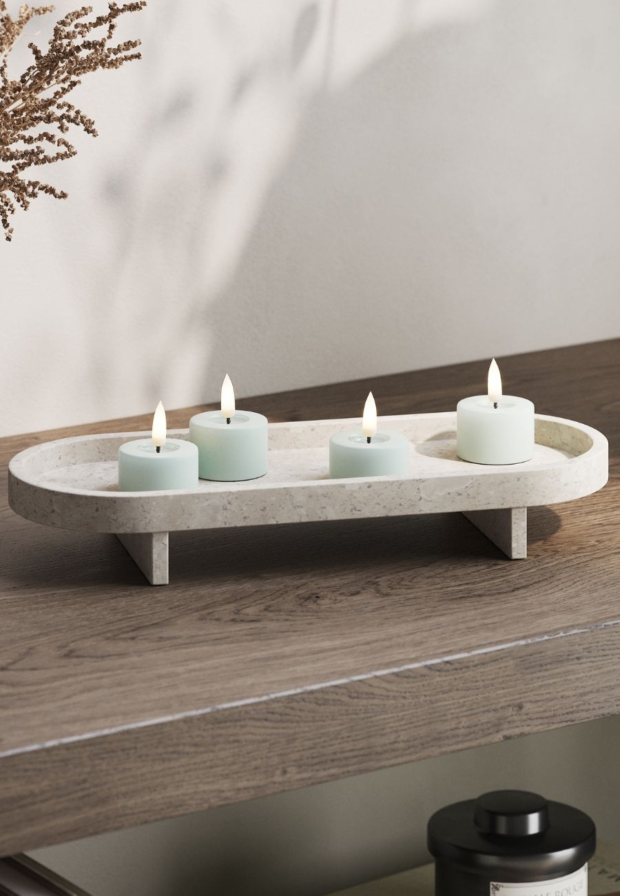 LED Värmeljus 4x4,5 cm Sage Green 2-pack