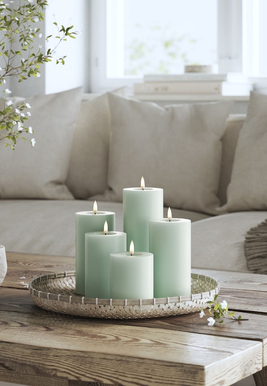 LED Blockljus Sage Green 7,5x10 cm