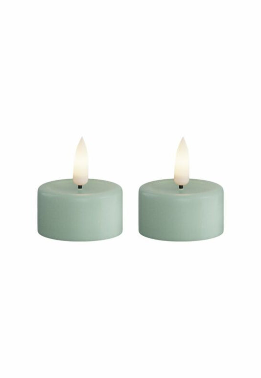 LED Värmeljus 4x4,5 cm Sage Green 2-pack