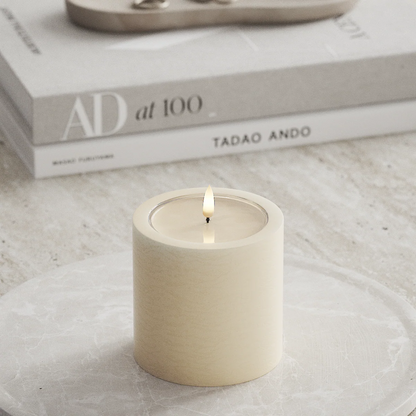 Unique LED Blockljus Cream 10x10 cm