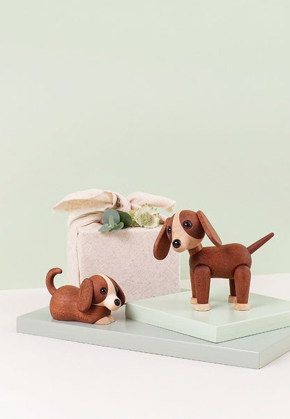 Jojo Hundvalp Trädekoration 5 cm Mahogny