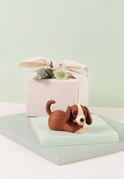 Jojo Hundvalp Trädekoration 5 cm Mahogny