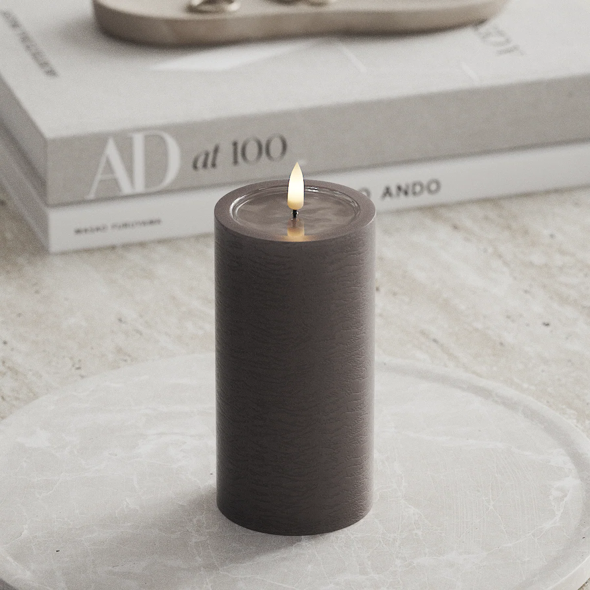 Unique LED Blockljus Mocca 7,5x15 cm