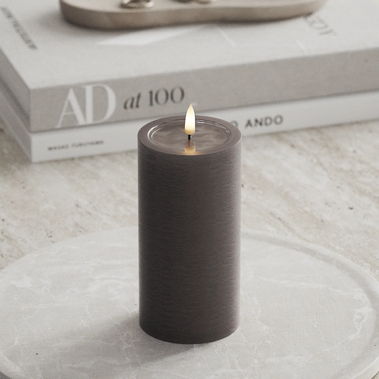 Unique LED Blockljus Mocca 7,5x15 cm