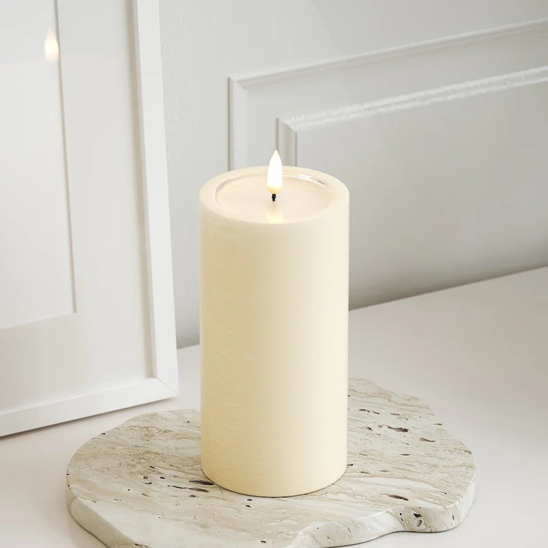 Unique LED Blockljus Cream 7,5x15 cm