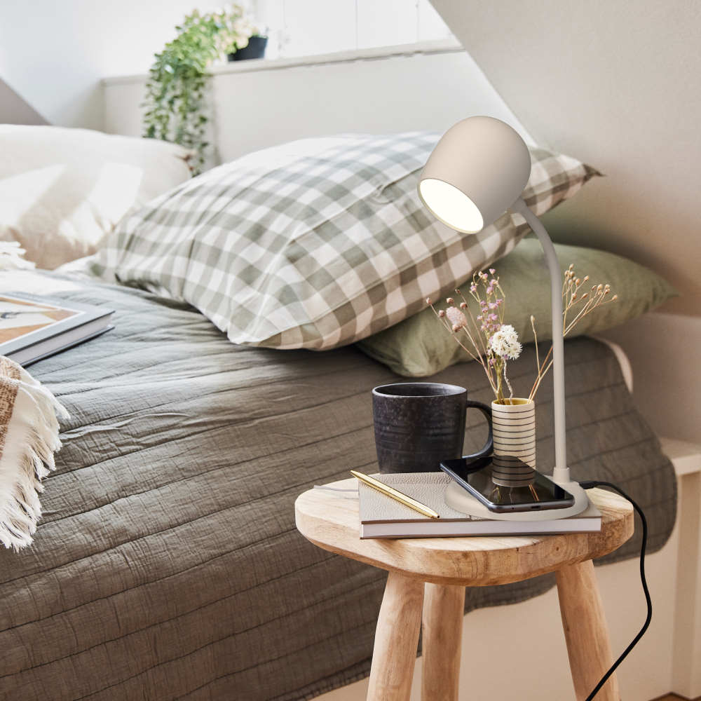 Ellie LED-lampa/Högtalare/Qi Ivory Sand
