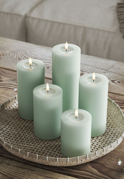 LED Blockljus Sage Green 7,5x10 cm