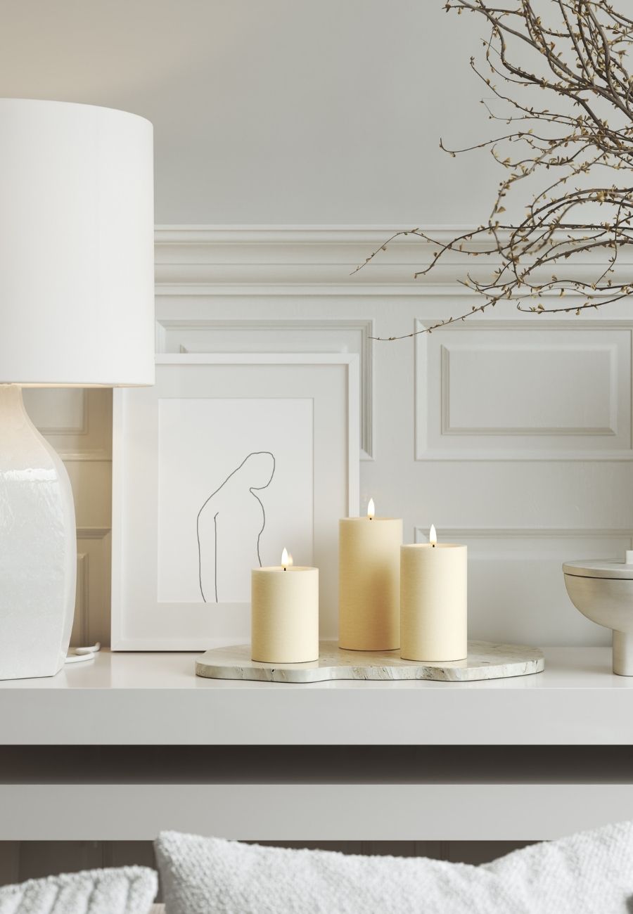 Unique LED Blockljus Cream 7,5x10 cm