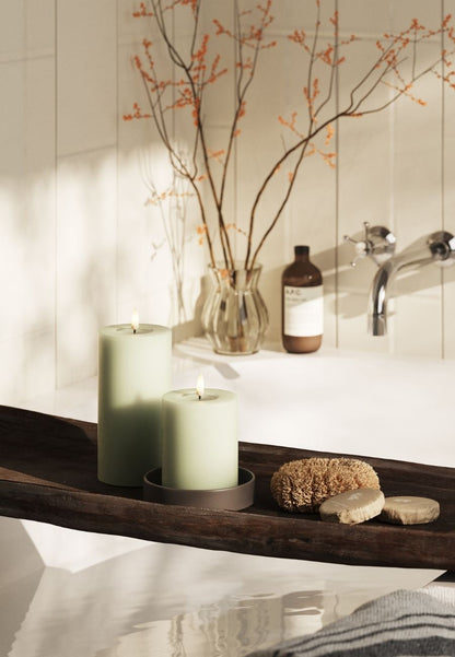 LED Blockljus Sage Green 7,5x10 cm