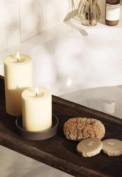 LED Blockljus Cream 7,5x15 cm