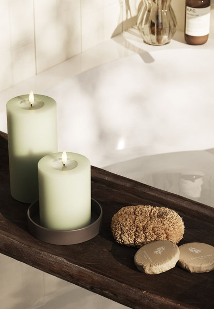 LED Blockljus Sage Green 7,5x10 cm