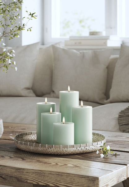 LED Blockljus Sage Green 7,5x10 cm